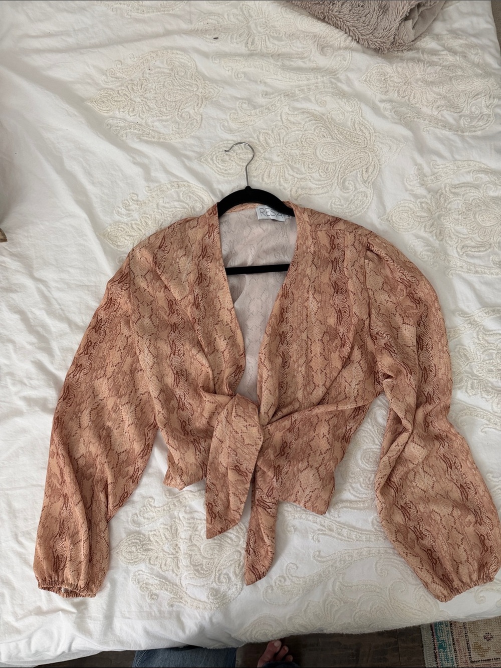 RESA Tie-Front Python Print Blouse sz S/M